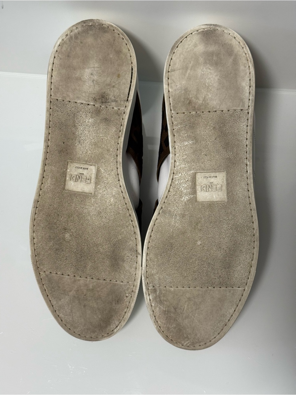 Fendi White Leather Slip-On Sneakers with FF Fendi Logo Cross Strap - Picture 17 of 17